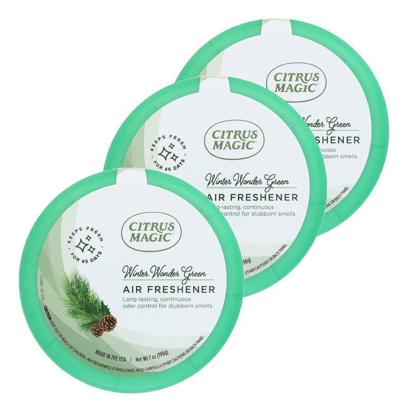 Citrus Magic Holiday Odor Absorbing Solid Air Freshener, Winter Wonder Green, 7-Ounce, Pack of 3 - Image 1